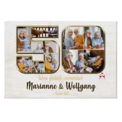 Leinwand zur Goldenen Hochzeit mit 10 Fotos & Wunschtext, 60x40cm