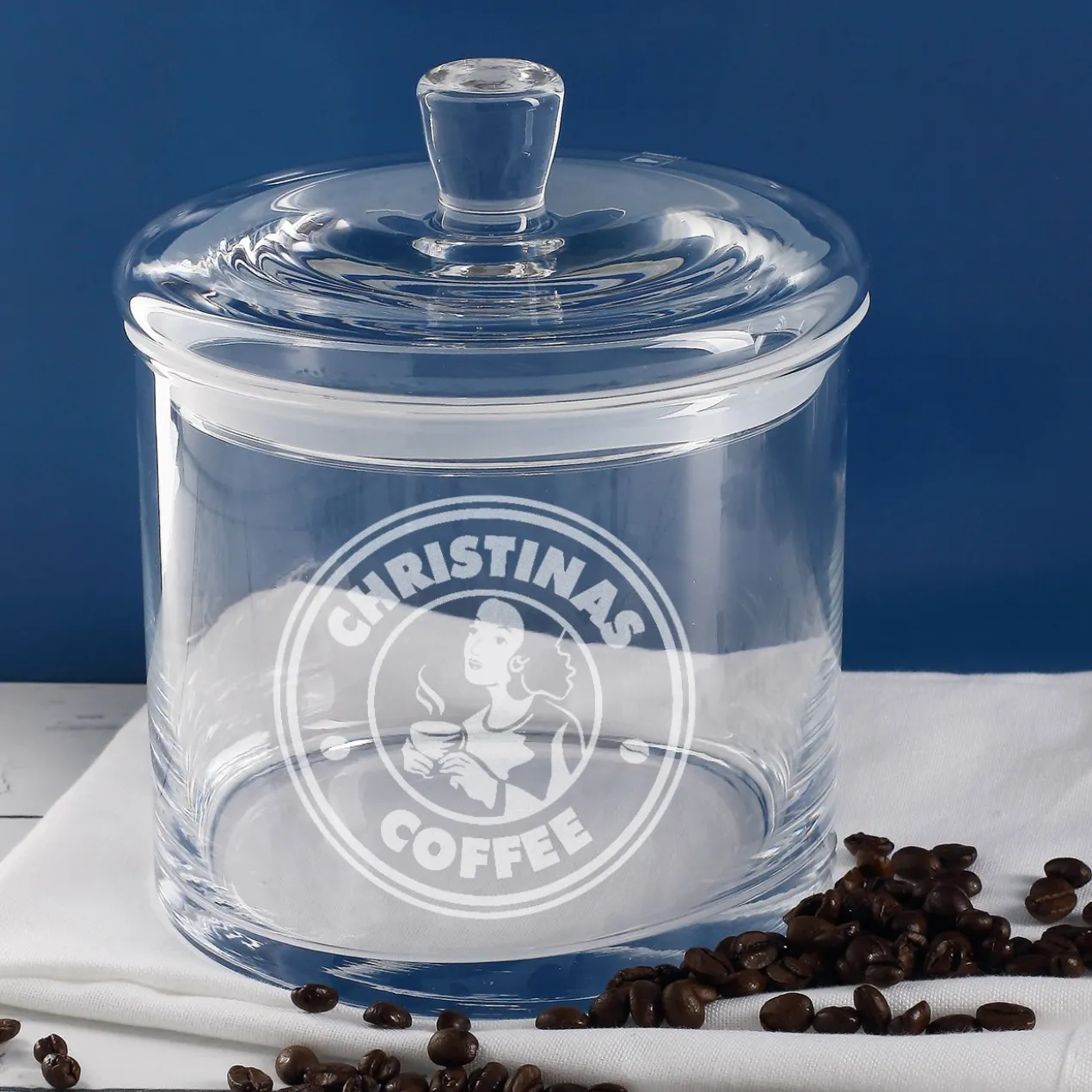 Leonardo Glasdose mit Kaffeemotiv und Ihrem Wunschnamen