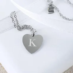 Leonardo Kette mit Herz Anhänger & Gravur einer Initiale | Silber oder Gold