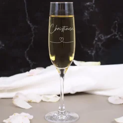 Leonardo Sektglas mit Herz und Name graviert