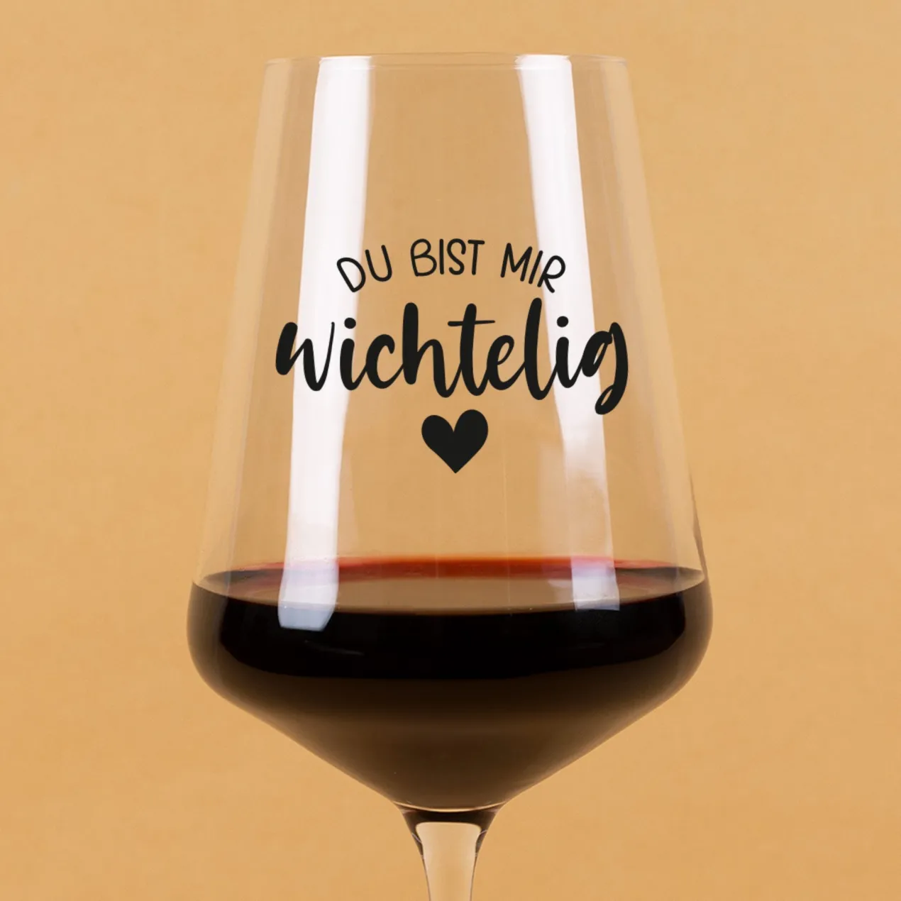 Leonardo Weinglas 'Du bist mir wichtelig' mit Herz Motiv | Geschenk zu Weihnachten und Wichteln