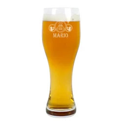 Leonardo Weizenbierglas mit Wunschnamen in zwei Größen