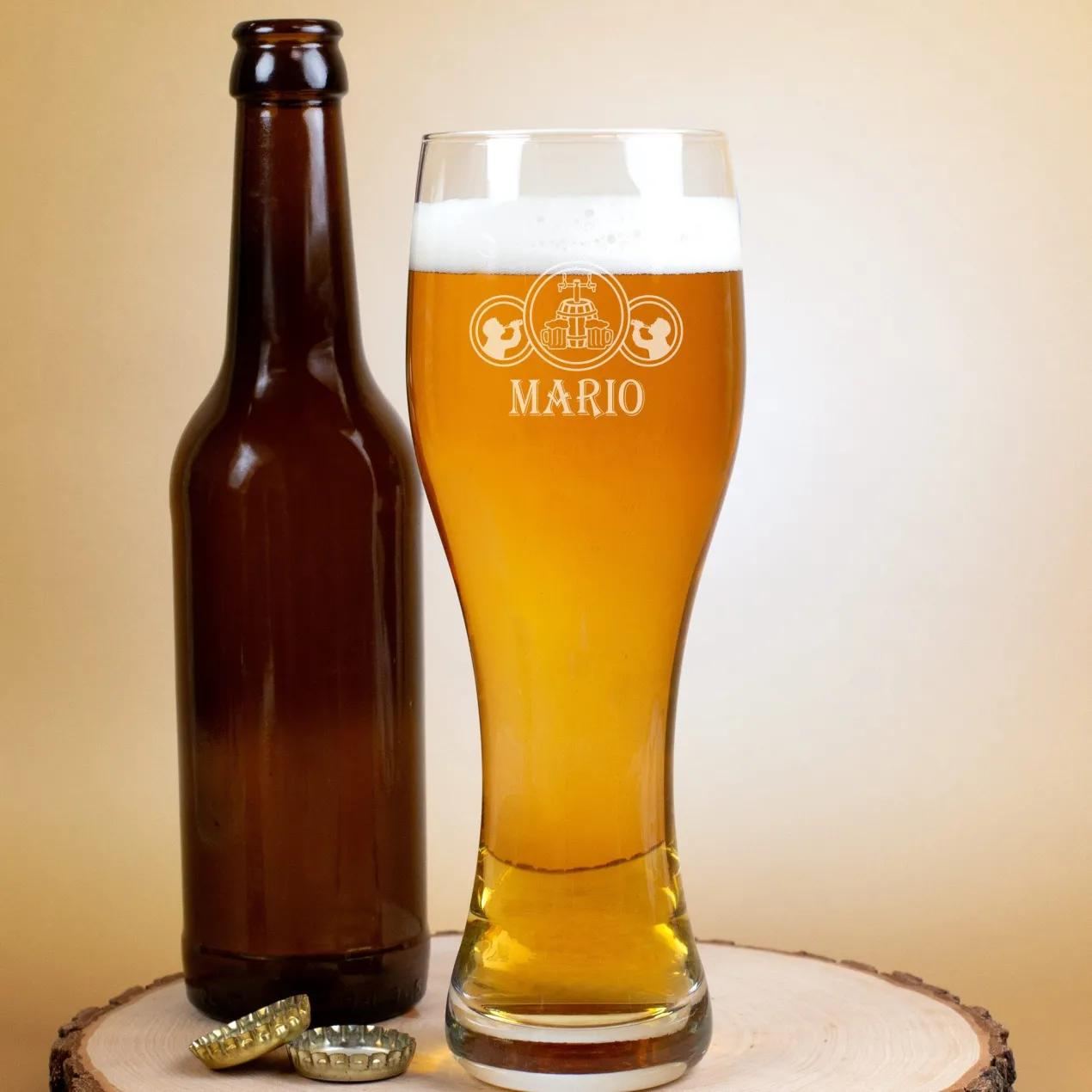 Leonardo Weizenbierglas mit Wunschnamen in zwei Größen