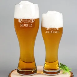 Leonardo Weizenbierglas mit Wunschnamen in zwei Größen