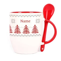 Löffeltasse mit norwegischem Muster und Ihrem Wunschnamen