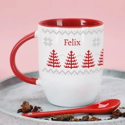 Löffeltasse mit norwegischem Muster und Ihrem Wunschnamen