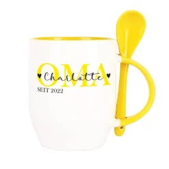 Löffeltasse - Oma seit - mit Wunschtext und Jahreszahl bedruckt
