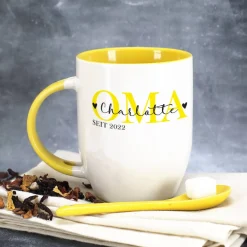 Löffeltasse - Oma seit - mit Wunschtext und Jahreszahl bedruckt