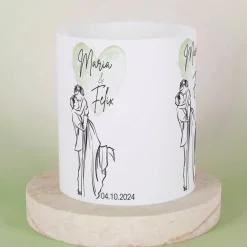 Lichthülle - Brautpaar - als Tischdeko zur Hochzeit mit Namen und Datum