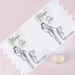 Lichthülle - Brautpaar - als Tischdeko zur Hochzeit mit Namen und Datum