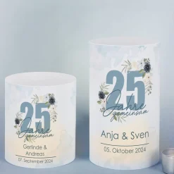 Lichthülle - 25 Jahre gemeinsam - als Tischdeko zur Silbernen Hochzeit
