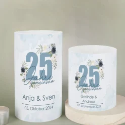 Lichthülle - 25 Jahre gemeinsam - als Tischdeko zur Silbernen Hochzeit