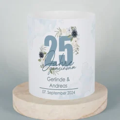 Lichthülle - 25 Jahre gemeinsam - als Tischdeko zur Silbernen Hochzeit