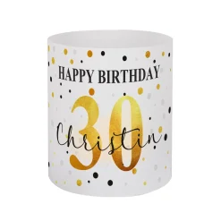 Lichthülle zum Geburtstag mit persönlichem Aufdruck in Schwarz-Gold