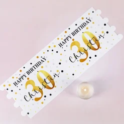 Lichthülle zum Geburtstag mit persönlichem Aufdruck in Schwarz-Gold