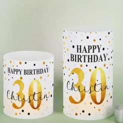 Lichthülle zum Geburtstag mit persönlichem Aufdruck in Schwarz-Gold
