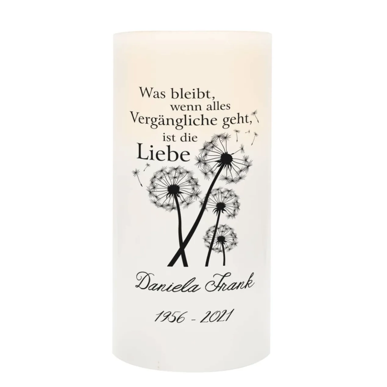 Liebe bleibt - personalisierte LED-Kerze zum Gedenken