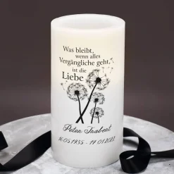 Liebe bleibt - personalisierte LED-Kerze zum Gedenken