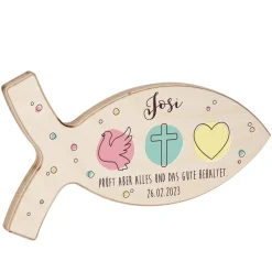 Liebe Glaube, Hoffnung - Holzfisch mit Ihren persönlichen Angaben