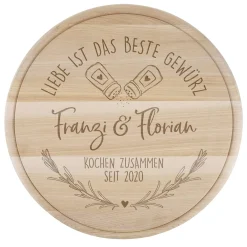 Liebe ist das beste Gewürz - graviertes Holzbrettchen zur Hochzeit oder zum Einzug