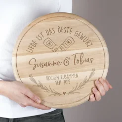 Liebe ist das beste Gewürz - graviertes Holzbrettchen zur Hochzeit oder zum Einzug