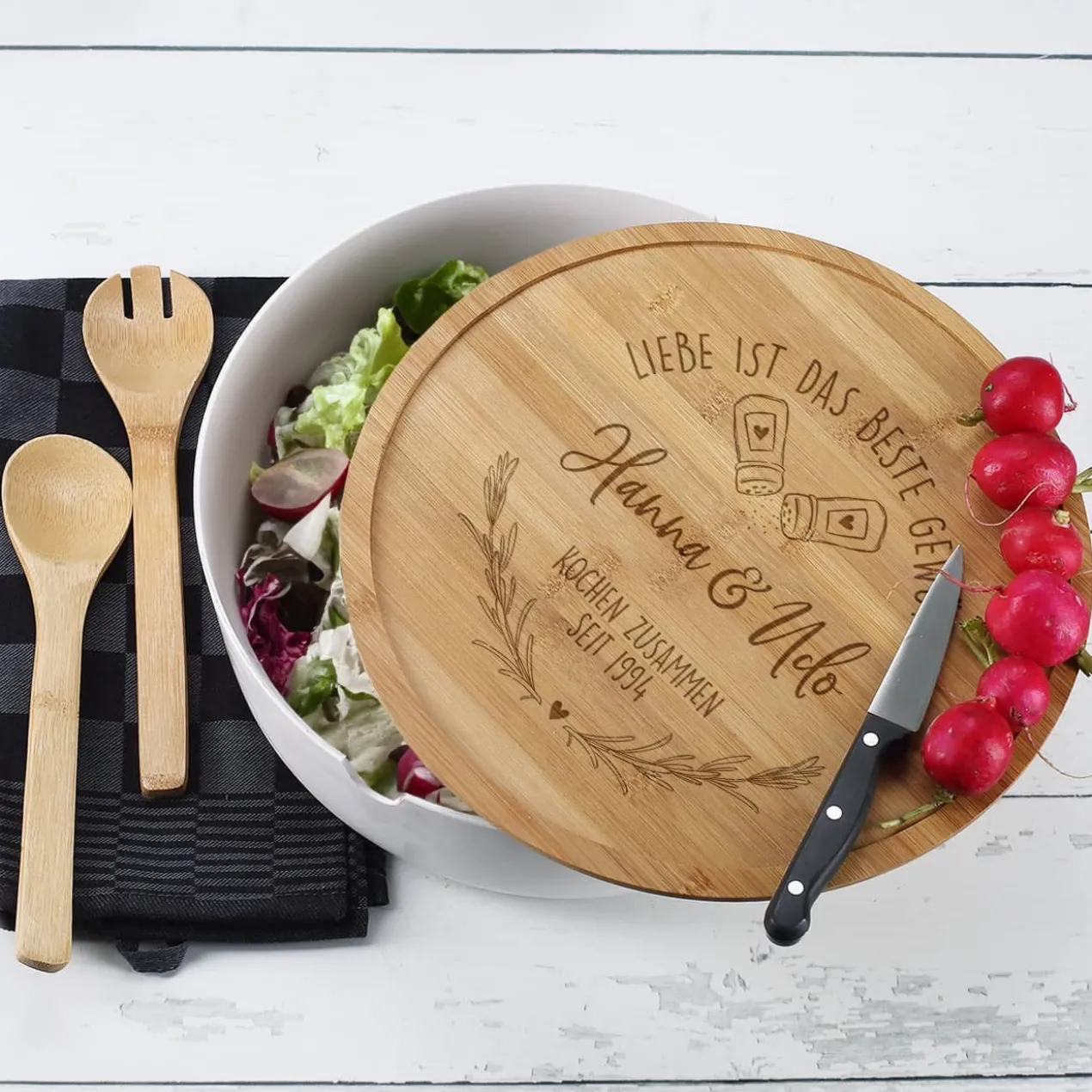 Liebe ist das beste Gewürz - XXL Salatschüssel zur Hochzeit oder zum Einzug