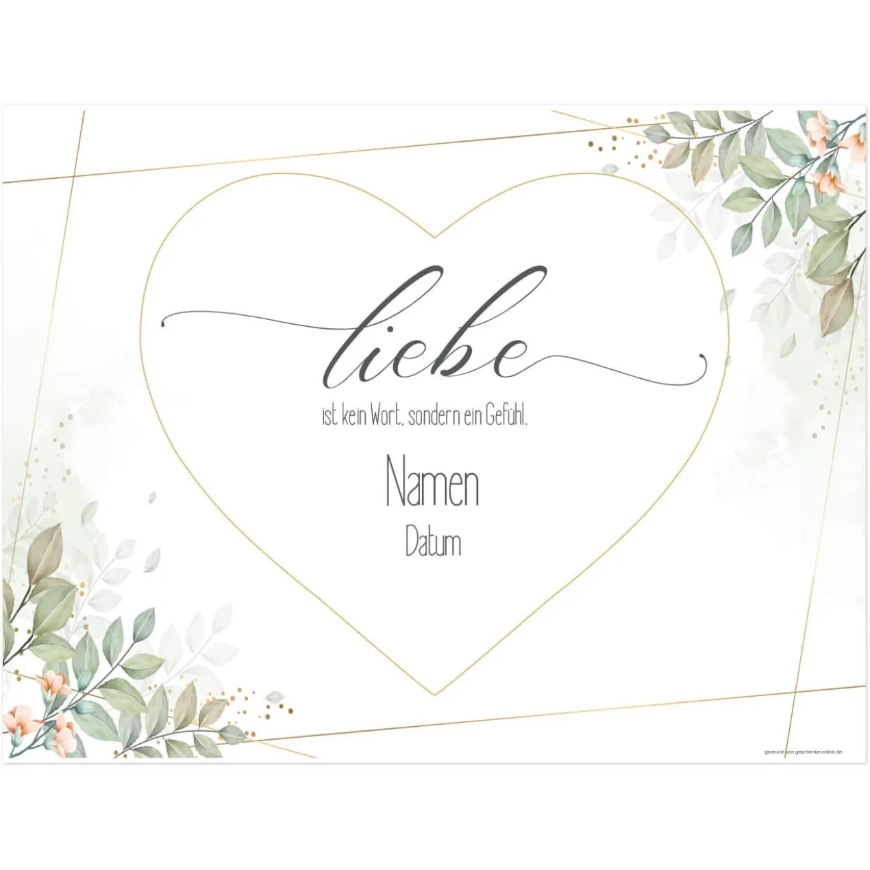 Liebe ist kein Wort, sondern ein Gefühl - großes Hochzeitsbanner zum Ausschneiden