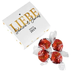 Liebe - 4 Lindorkugeln in persönlicher Verpackung zum Valentinstag