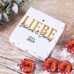 Liebe - 4 Lindorkugeln in persönlicher Verpackung zum Valentinstag