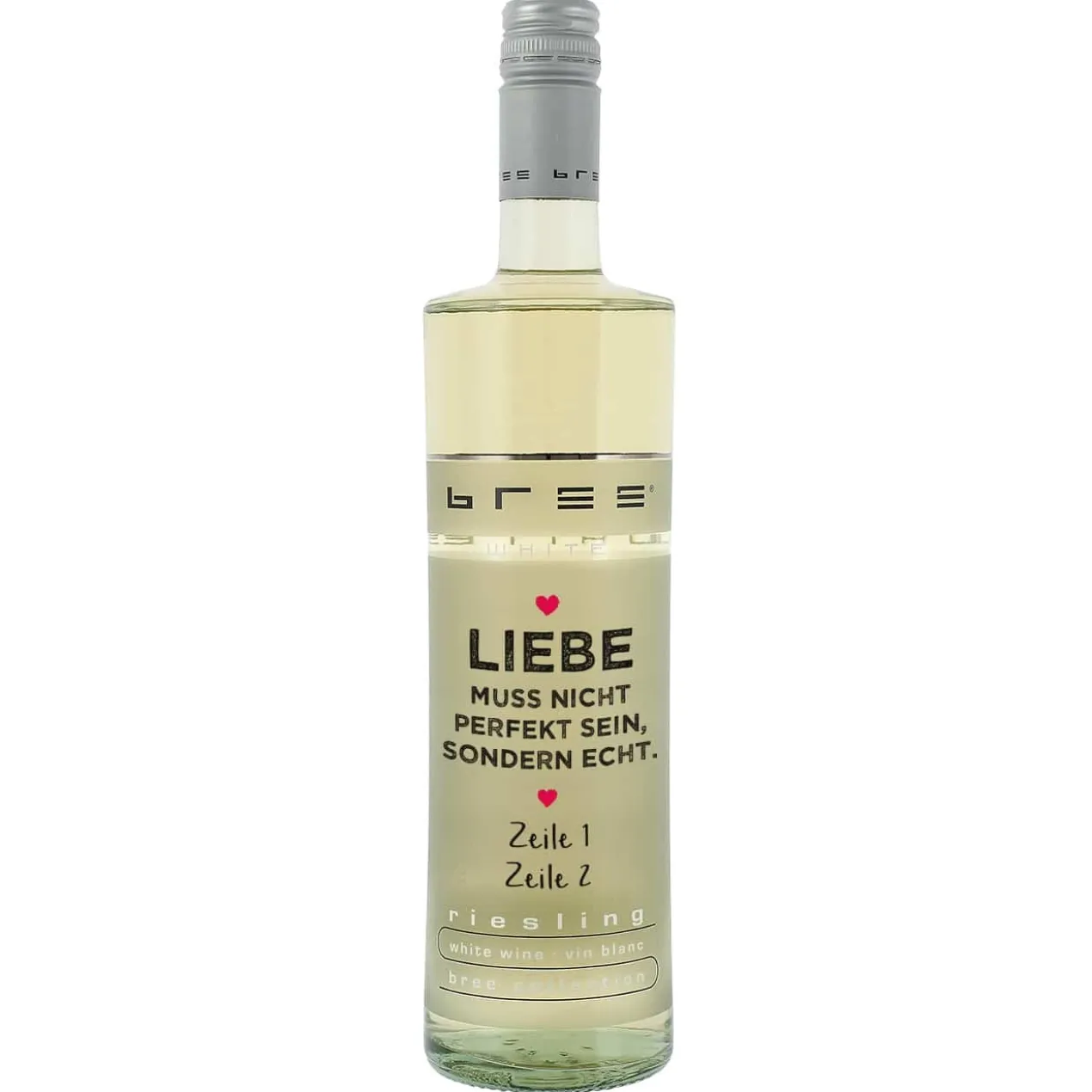 Liebe muss echt sein - Bree Weißwein mit Wunschtext
