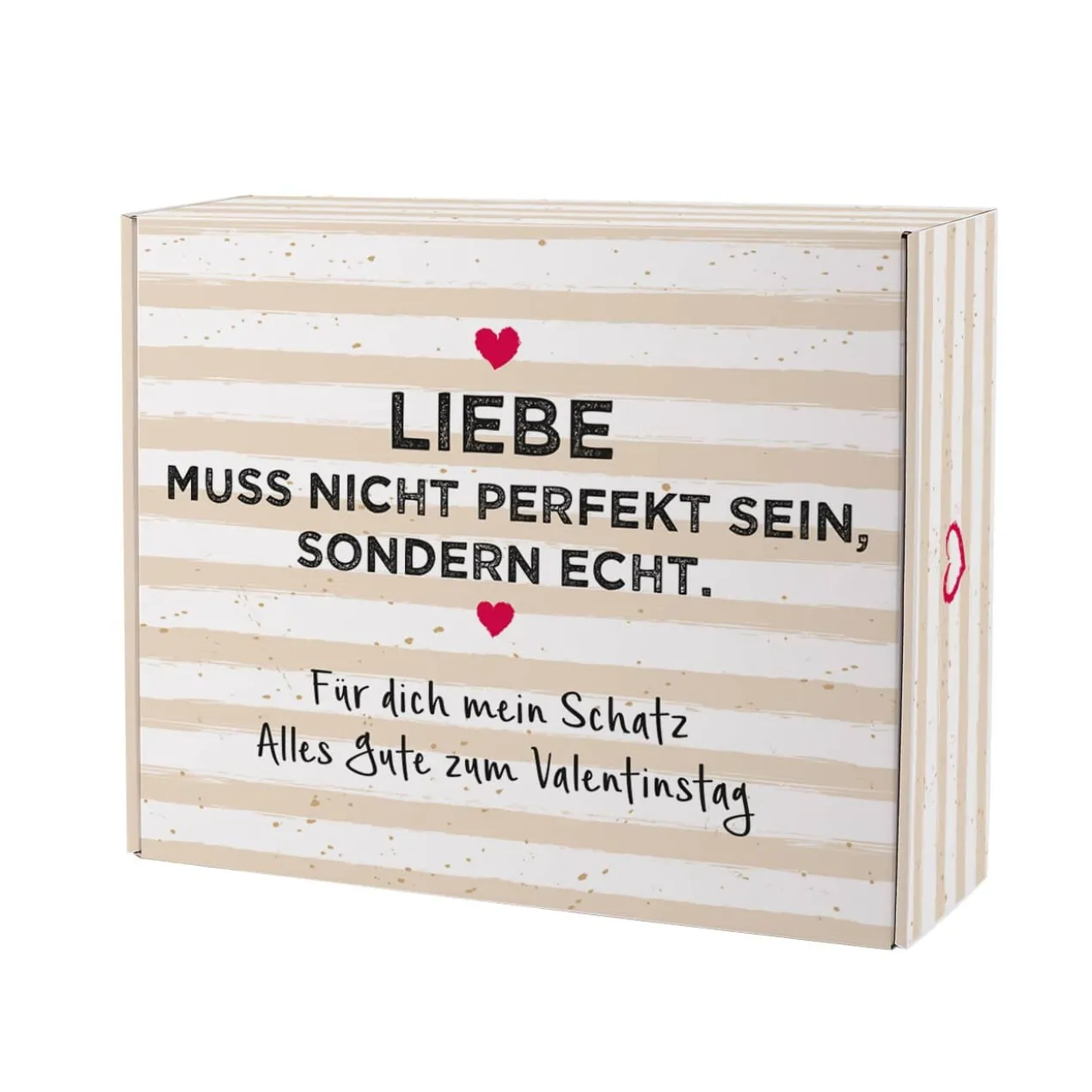 Liebe muss echt sein - Geschenkkarton in drei Größen mit Ihrem Wunschtext