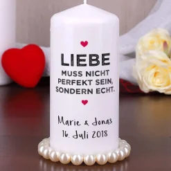 Liebe muss echt sein - Kerze mit Wunschtext