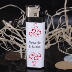 Liebes-Feuerzeug zur Hochzeit mit romantischen Aufkleber