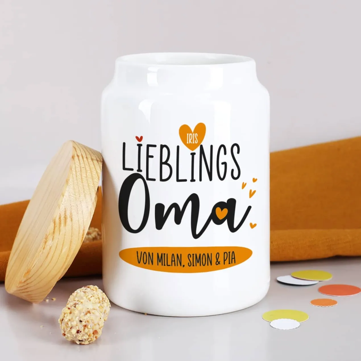 Lieblingsoma - Geschenkdose mit Name, Wunschtext