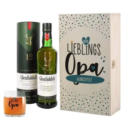 Lieblingsopa - Glenfiddich Whisky Geschenkset mit Whiskyglas in Holzbox
