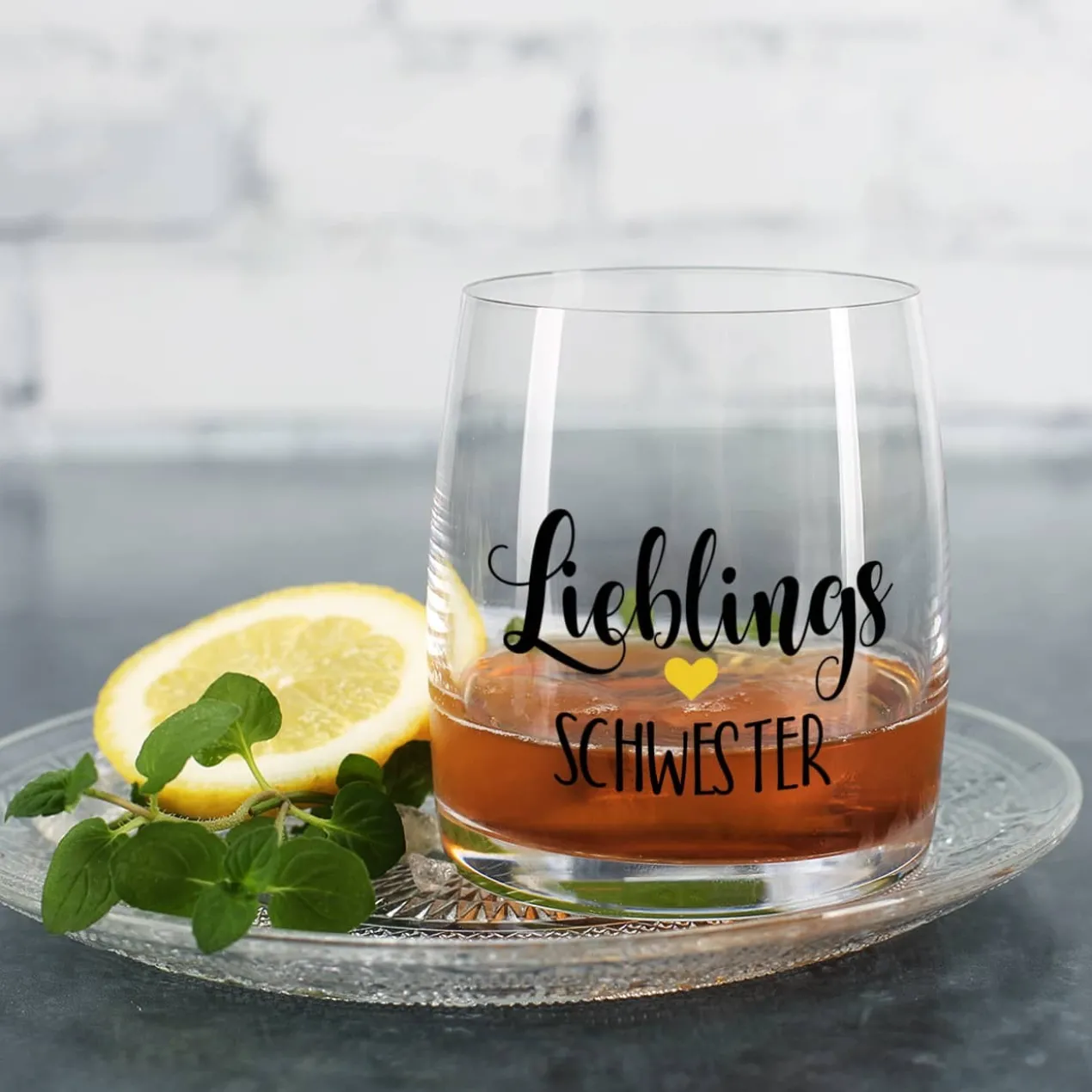 Lieblings Trinkglas mit Ihrem Wunschtext bedruckt