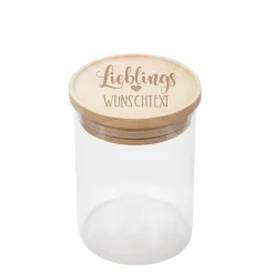 Lieblings... Vorratsdose aus Glas mit graviertem Holzdeckel in zwei Größen