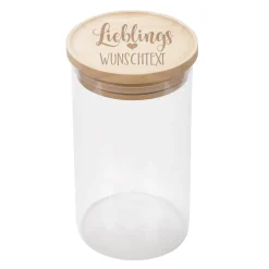 Lieblings... Vorratsdose aus Glas mit graviertem Holzdeckel in zwei Größen