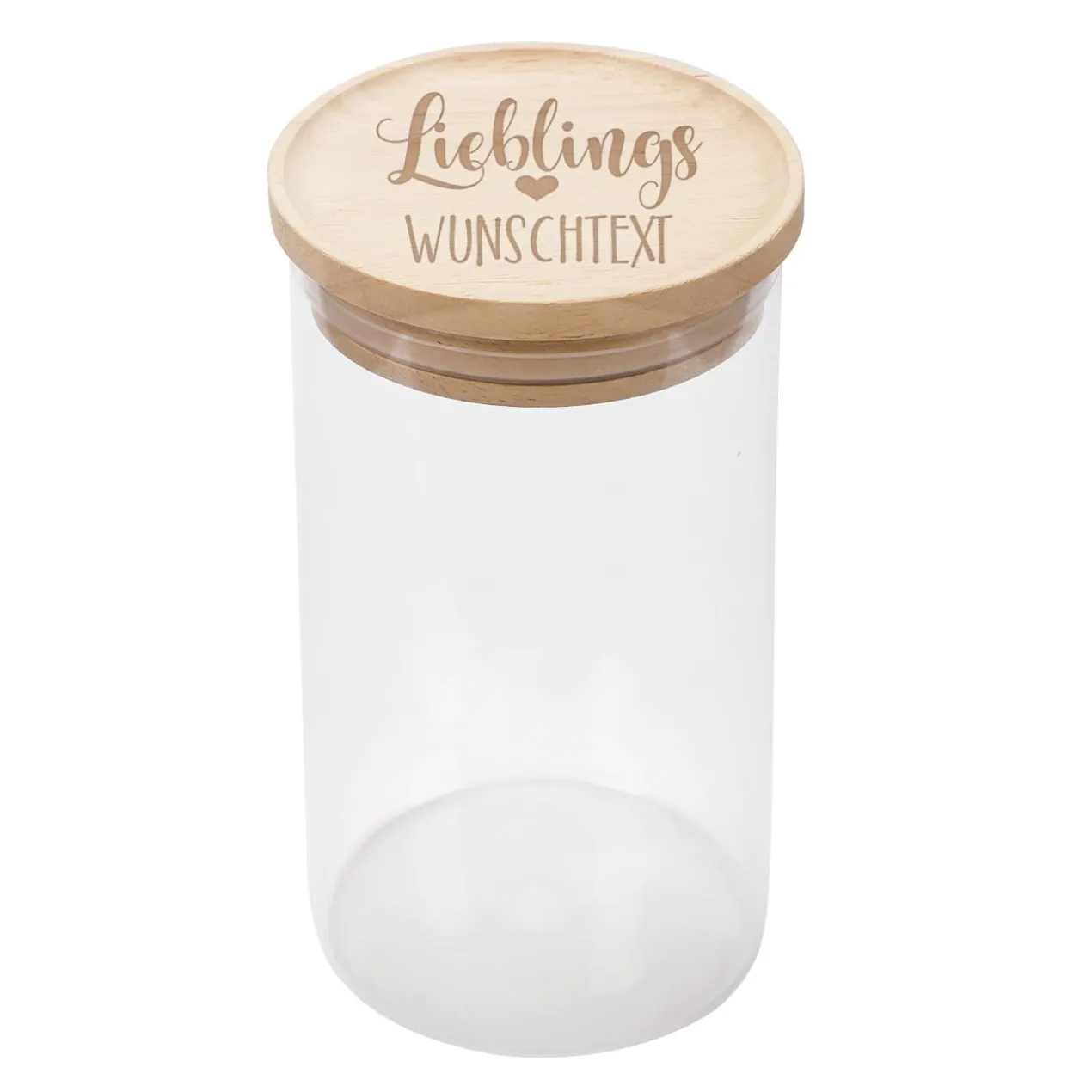 Lieblings... Vorratsdose aus Glas mit graviertem Holzdeckel in zwei Größen