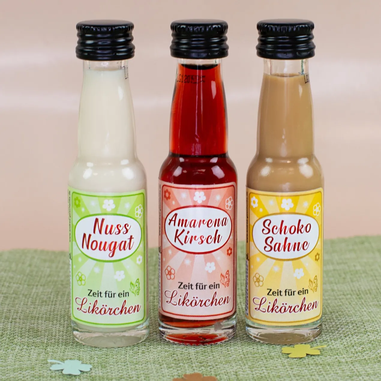 Likör 3er Set 'Gartenspaß' | Nuss-Nougat, Amarena-Kirsch & Schoko-Sahne