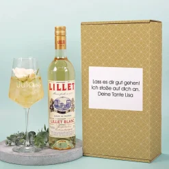 Lillet Geschenkset mit graviertem Weinglas für verschiedene Anlässe