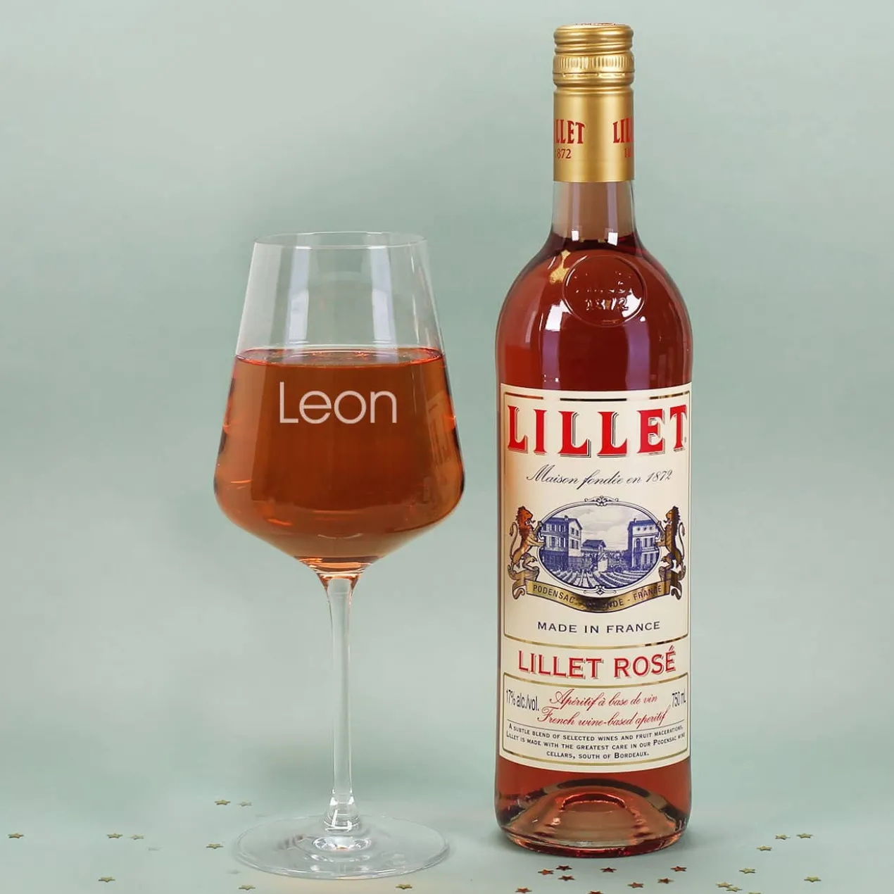 Lillet Geschenkset mit graviertem Weinglas für verschiedene Anlässe