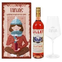 Lillet Präsentset für eine stressfreie Weihnachtszeit mit Glas und persönlicher Geschenkbox