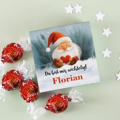 Lindorkugeln in personalisierter Geschenkbox zu Weihnachten | Wichtel-Motiv