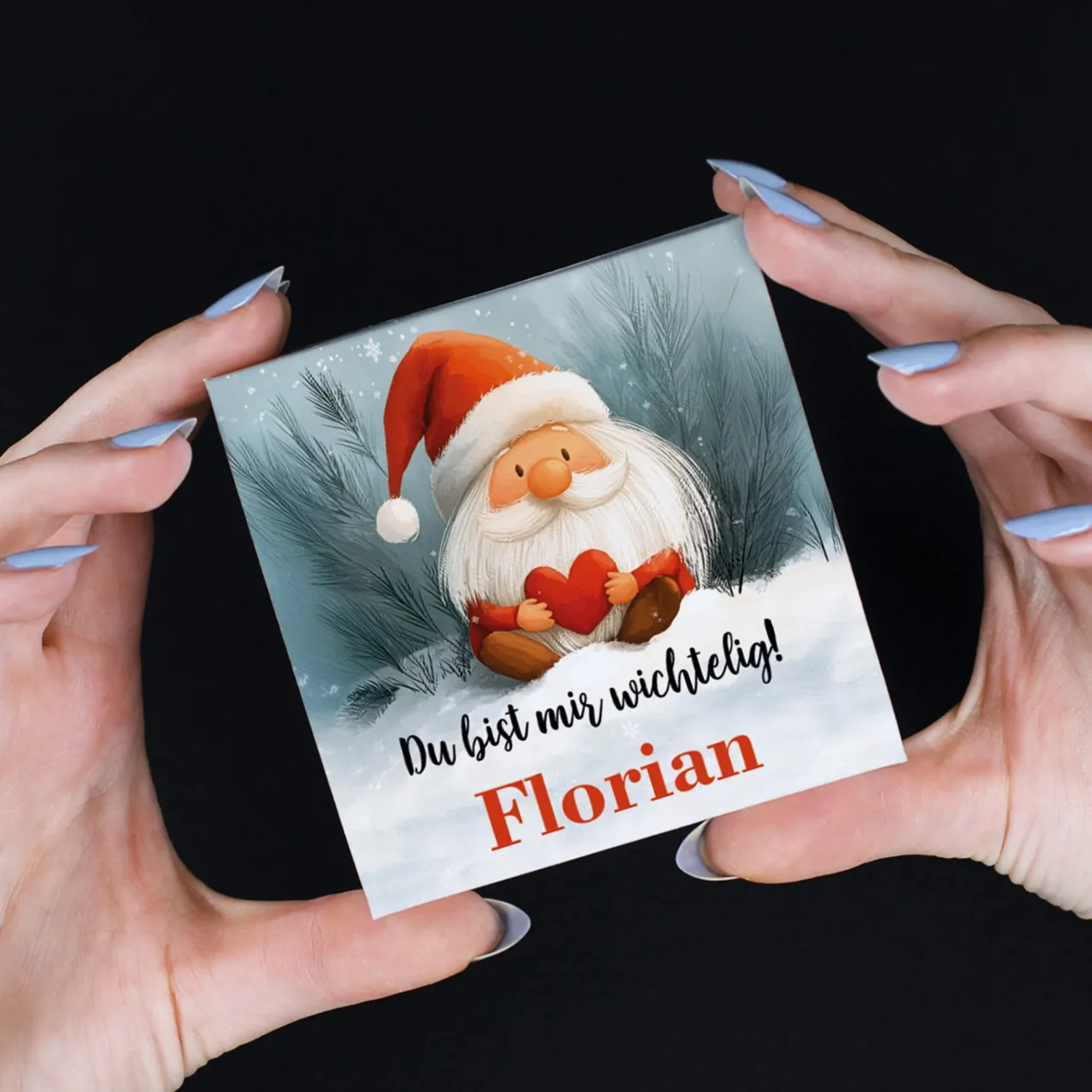 Lindorkugeln in personalisierter Geschenkbox zu Weihnachten | Wichtel-Motiv