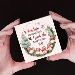 Lindorkugeln in personalisierter Geschenkbox zu Weihnachten mit Wichtelmotiv 'wertvollste Geschenke'