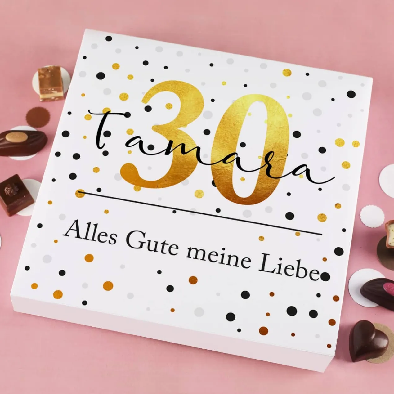 32 Lindt Mini Pralinen alkoholfrei zum Geburtstag mit Name, Alter und Wunschtext