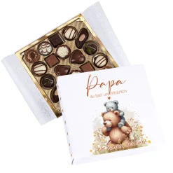 Lindt Pralinen als Geschenk für Papa zum Vatertag personalisiert mit Wunschtext und Bär Motiv