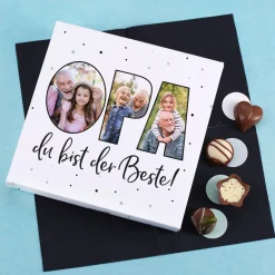 Lindt Pralinen für den Opa mit 3 Fotos bedruckt