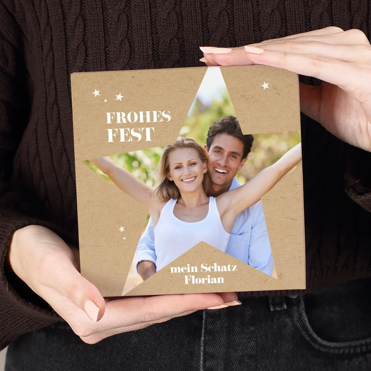 Lindt Pralinen 'Frohes Fest' personalisiert mit Foto & Wunschtext | Süßes Weihnachtsgeschenk